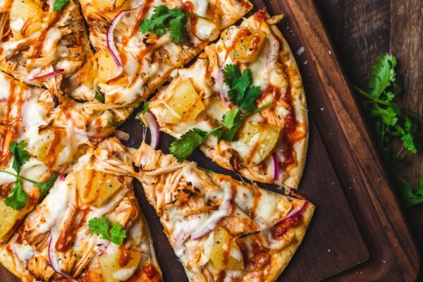 pizza on chopping board